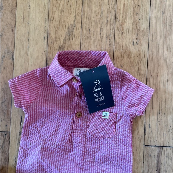 NEW ME & HENRY | seersucker romper in red | size 0-3 Months - Picture 3 of 4